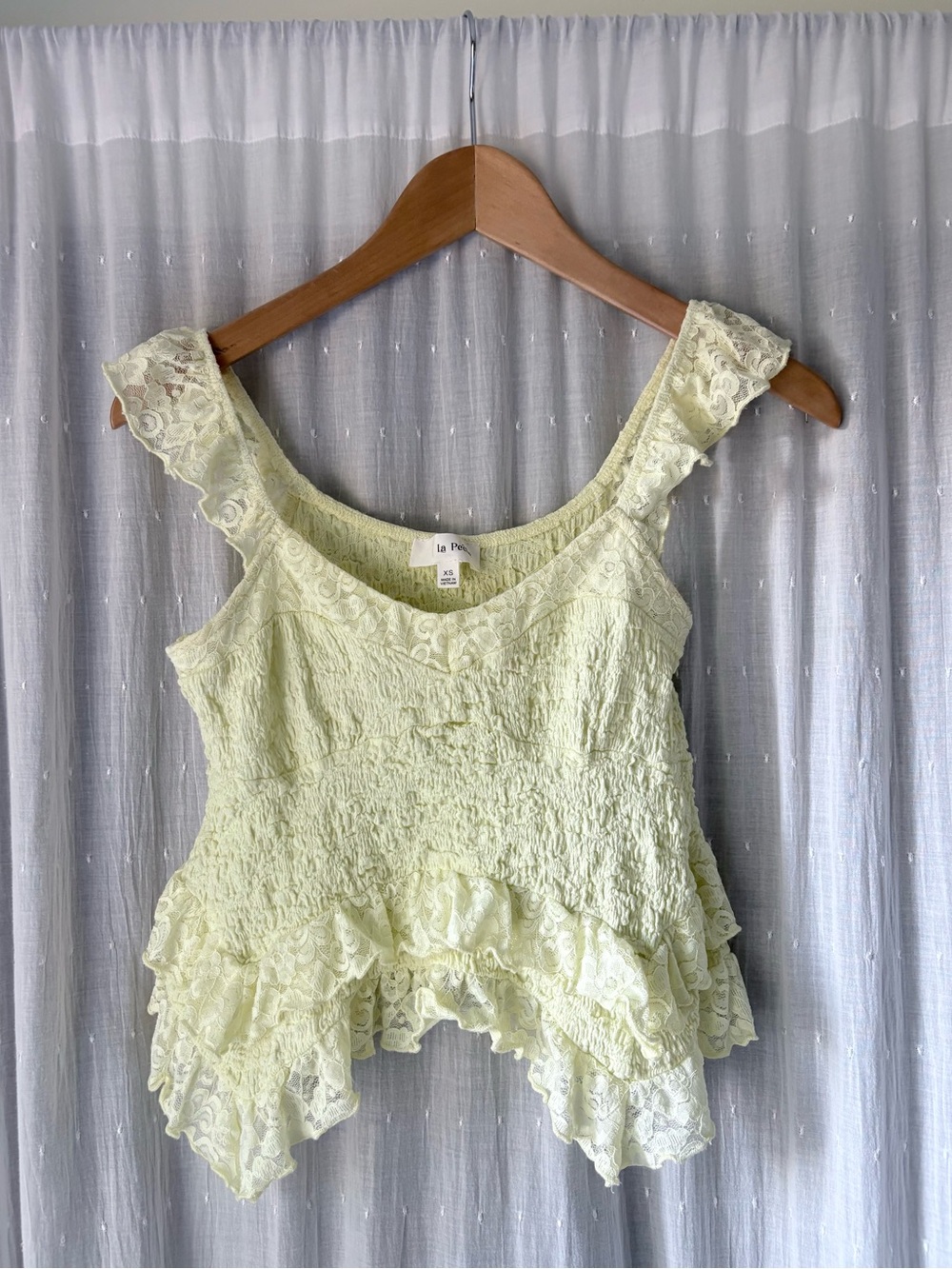 Pale Lemon Lace Ruffle Camisole - Picture 1 of 4